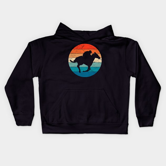 Vintage  Horse and Rider Galloping Kids Hoodie by ChadPill
